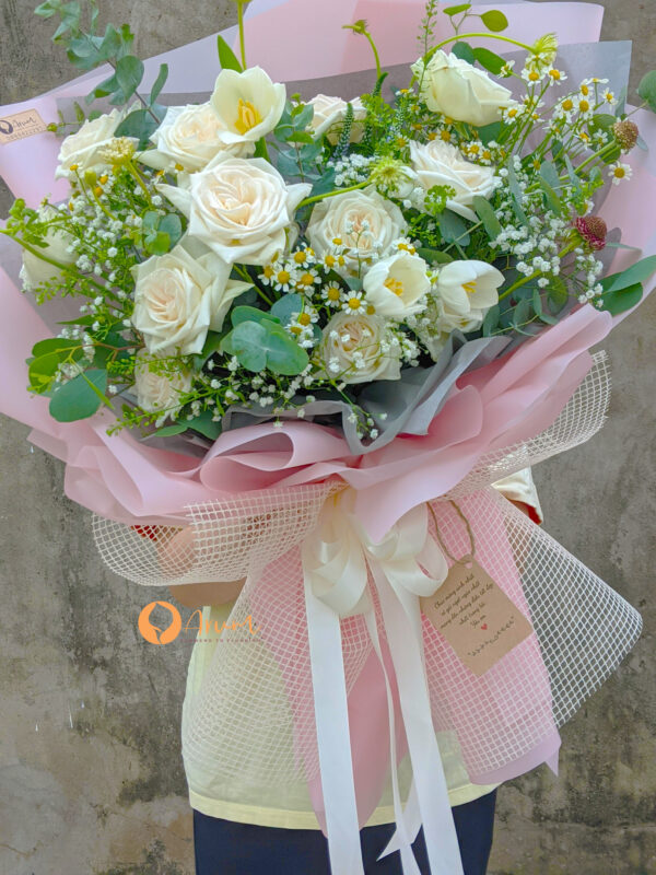 Pure Elegance White Rose Bouquet